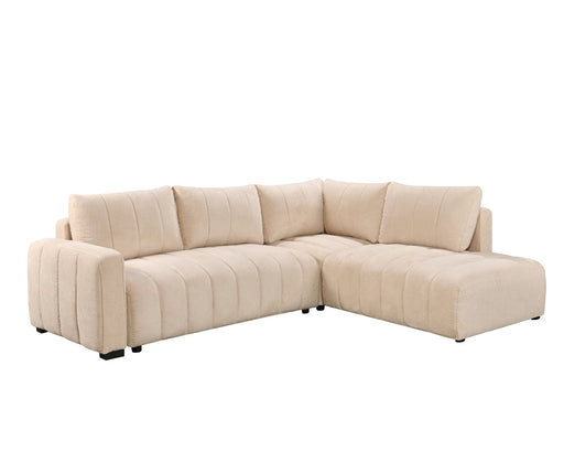 Divan lit sectionnel DARIO en tissu beige, vue en angle