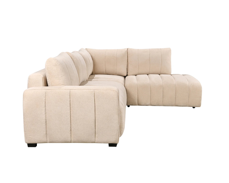 Divan lit sectionnel DARIO en tissu beige, vue de côté