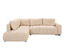 Divan lit sectionnel DARIO en tissu beige, vue de face, côté gauche