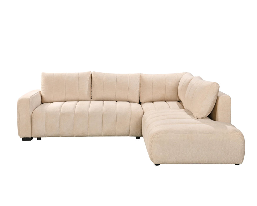 Divan lit sectionnel DARIO en tissu beige, vue de face