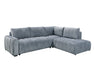 Divan lit sectionnel DARIO en tissu bleu ardoise, vue en angle