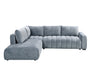 Divan lit sectionnel DARIO en tissu bleu ardoise, vue de face côté gauche