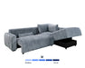 Sectionnel DARIO avec rangement sous méridienne ouvert, bleu ardoise