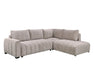 Divan lit sectionnel DARIO en tissu gris, vue en angle