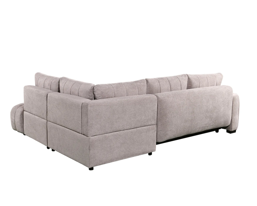 Vue arrière du sofa-lit sectionnel DARIO gris