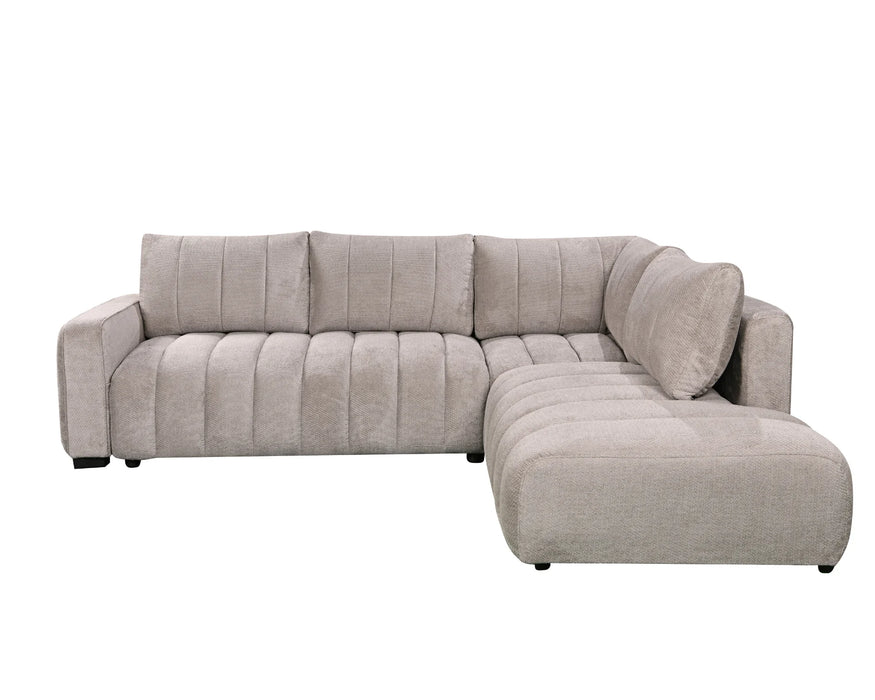 Divan lit sectionnel DARIO en tissu gris, vue de face