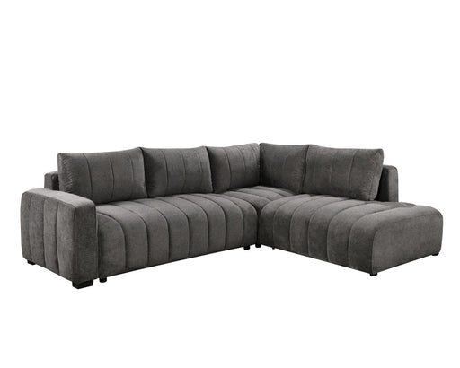 Divan lit sectionnel DARIO en tissu gris foncé, vue en angle