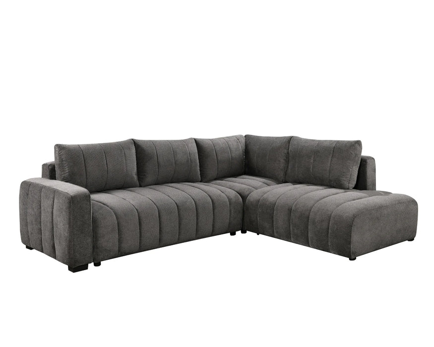 Divan lit sectionnel DARIO en tissu gris foncé, vue en angle