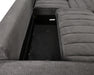 Zoom sur le coffre de rangement intégré du sectionnel DARIO gris foncé