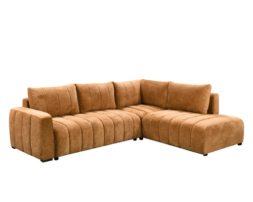 Divan lit sectionnel DARIO en tissu orange, vue en angle