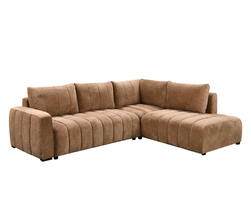 Divan lit sectionnel DARIO en tissu taupe, vue en angle