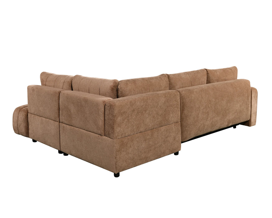 Vue arrière du sofa-lit sectionnel DARIO taupe