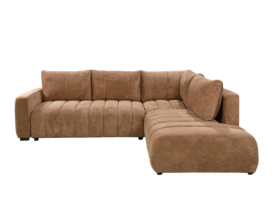 Divan lit sectionnel DARIO en tissu taupe, vue de face