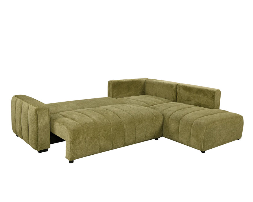 Sectionnel DARIO avec fonction lit ouverte, vert olive