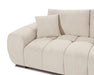Gros plan sur le tissu polyester texturé beige crème du divan Olivia
