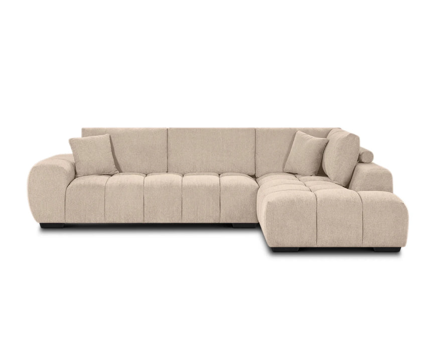 Divan sectionnel Olivia 120 pouces beige sable, vue de face