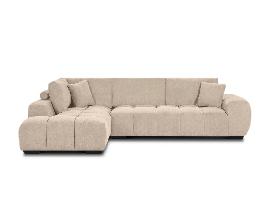 Divan sectionnel Olivia beige sable, configuration côté gauche