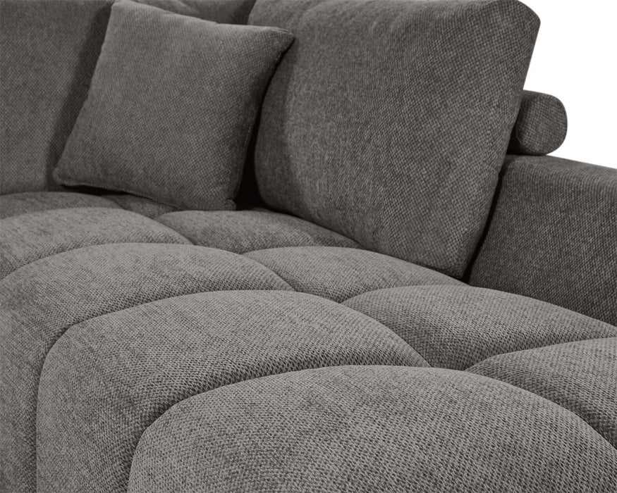 Zoom sur la chaise longue du divan olivia gris foncé