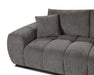 Gros plan sur le tissu polyester texturé gris foncé du divan Olivia