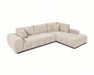 Vue de haut en angle du divan sectionnel Olivia en tissu beige crème