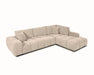Vue de haut en angle du divan sectionnel Olivia en tissu beige sable