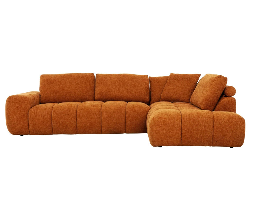 Divan sectionnel Olivia 120 pouces orange brûlé, vue de face
