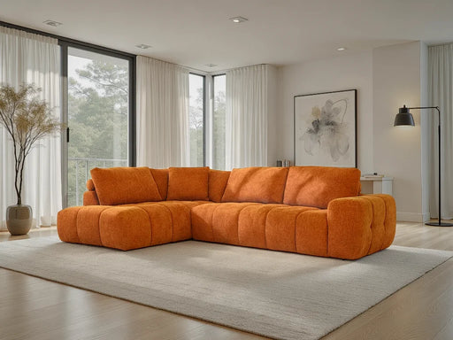 Divan sectionnel Olivia orange dans un salon contemporain