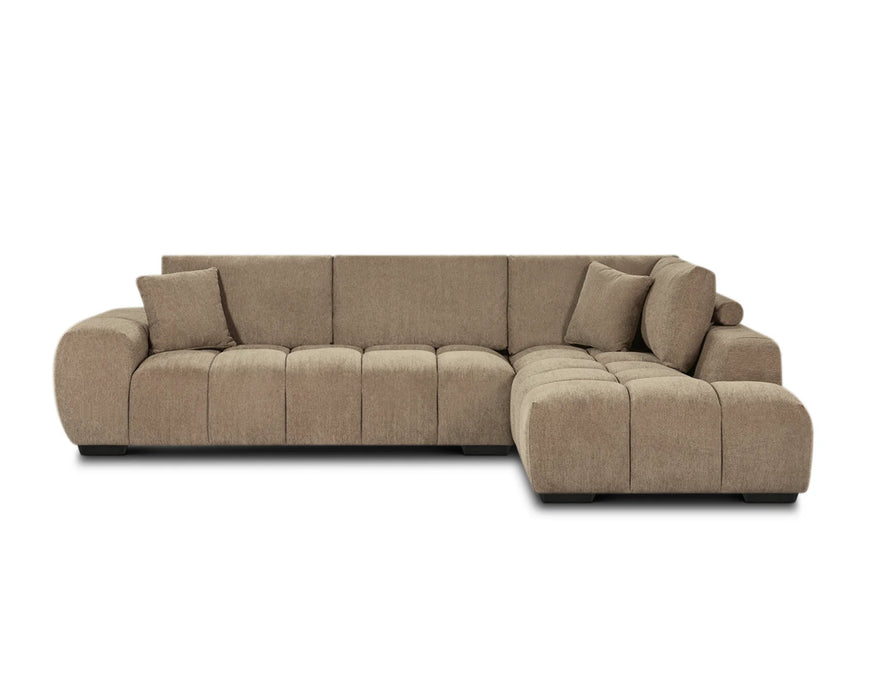 Divan sectionnel Olivia 120 pouces taupe, vue de face