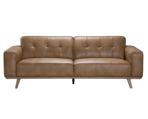 Divan DURANT mid-century en polyuréthane premium cognac, vue de face