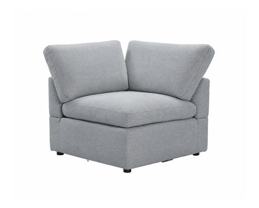 Module d'angle ENZO en tissu gris, vue en angle