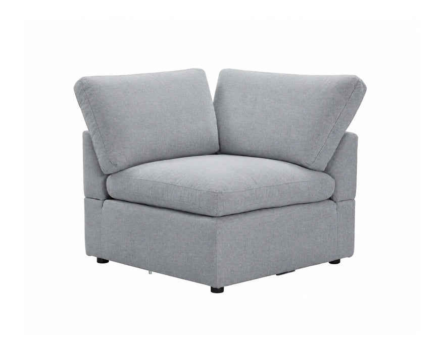 Module d'angle ENZO en tissu gris, vue en angle