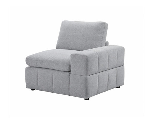 Module d'extrémité droite ENZO en tissu gris, vue en angle