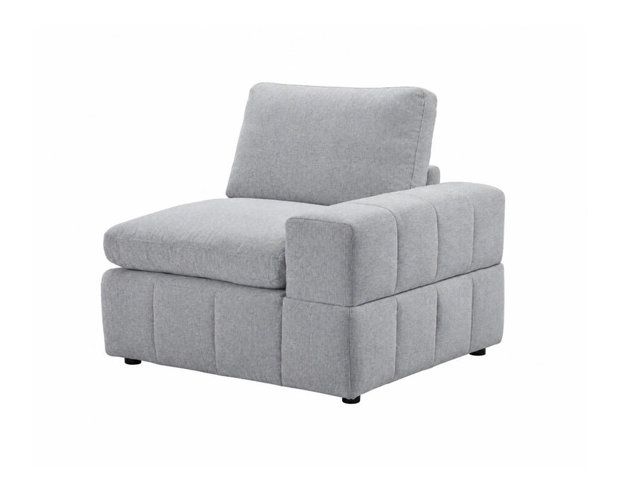 Module d'extrémité droite ENZO en tissu gris, vue en angle