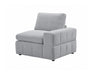Module d'extrémité droite ENZO en tissu gris, vue en angle