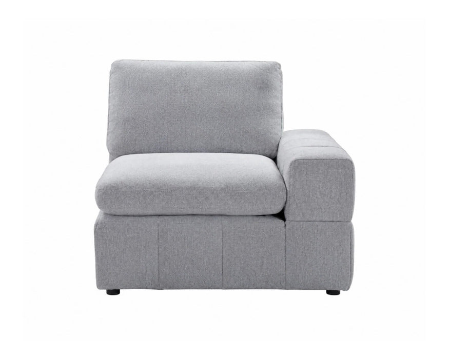 Module d'extrémité droite ENZO en tissu gris, vue de face