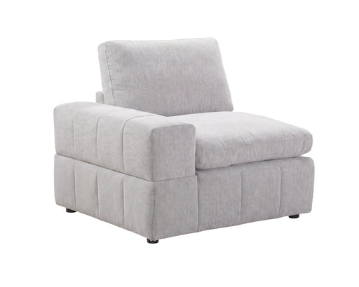 Module d'extrémité gauche ENZO en tissu greige clair, vue en angle