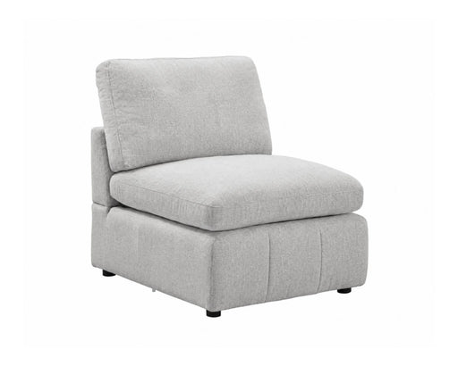 Module siège sans accoudoirs ENZO en tissu greige clair, vue en angle