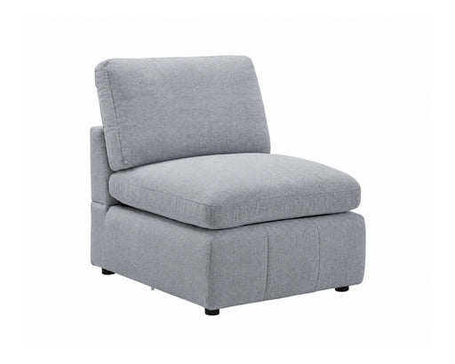 Module siège sans accoudoirs ENZO en tissu gris, vue en angle