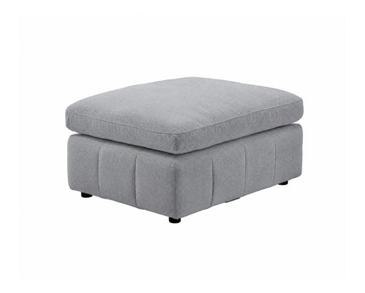 Ottoman ENZO en tissu gris, vue en angle