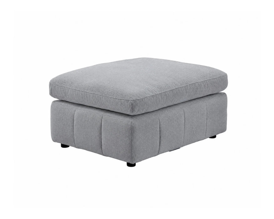 Ottoman ENZO en tissu gris, vue en angle