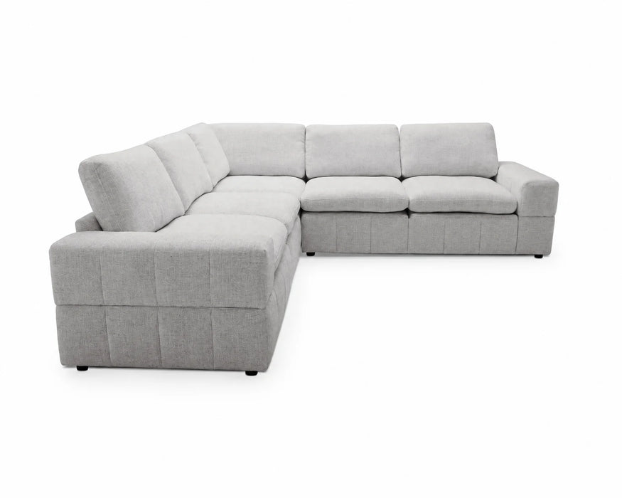 Sectionnel modulaire ENZO 6 places en tissu greige clair, vue de face