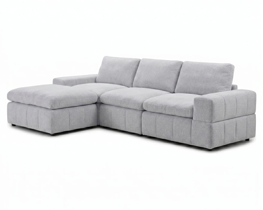 ENZO - Sofa sectionnel 120" gris clair