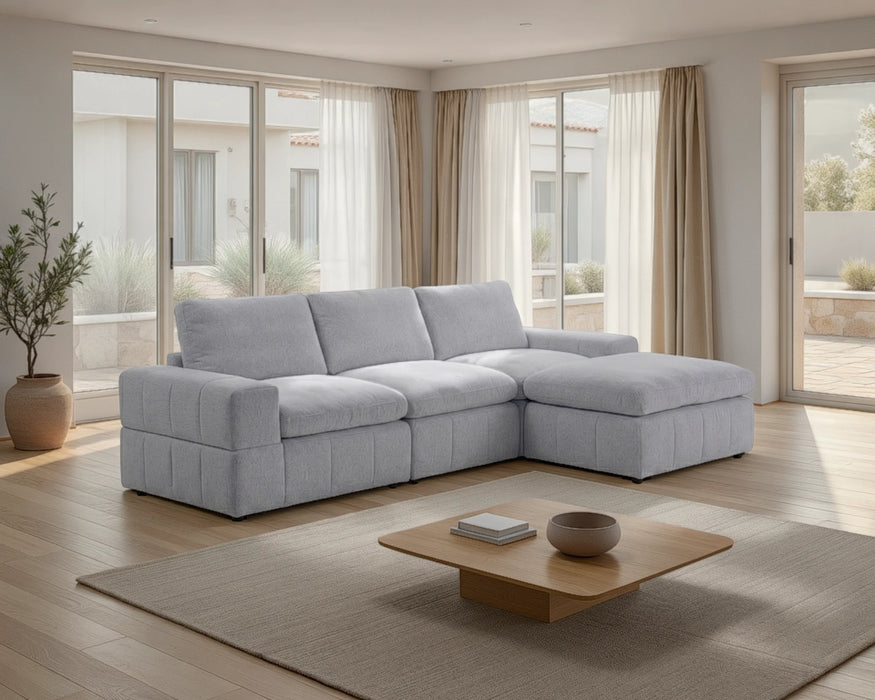 ENZO - Sofa sectionnel 120" gris clair
