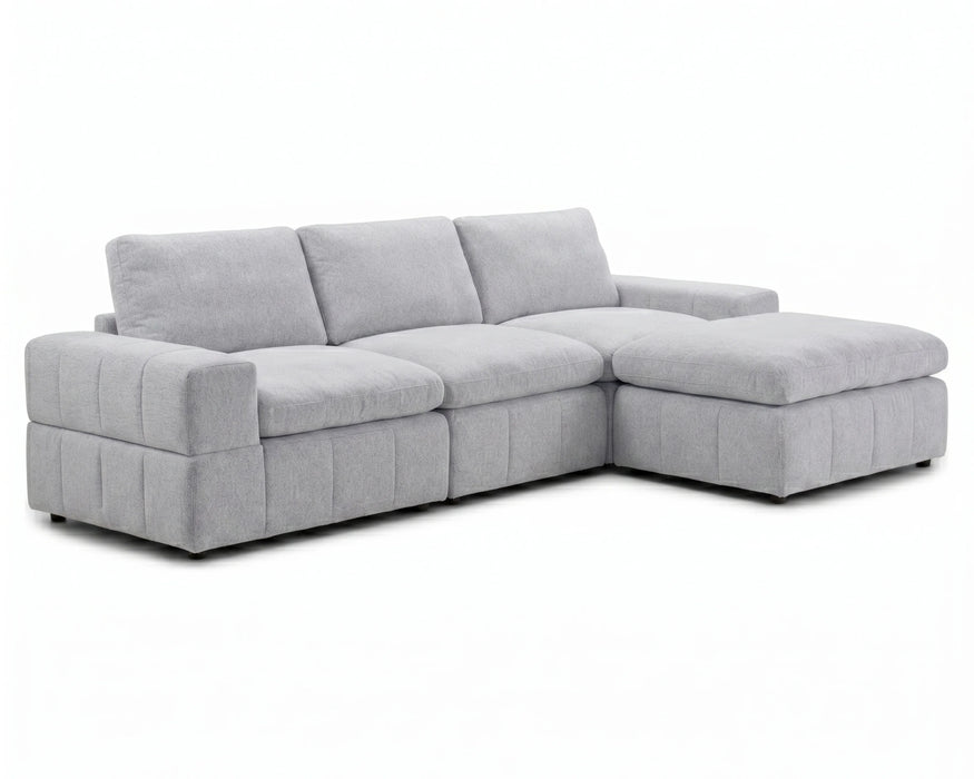 ENZO - Sofa sectionnel 120" gris clair