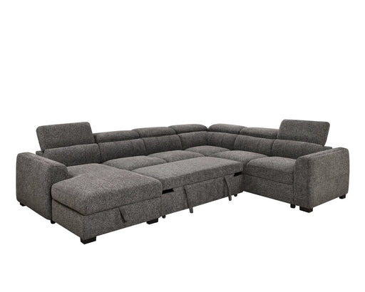 Sectionnel FELIX avec fonction lit ouverte, gris foncé, vue en angle