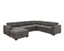 Sofa-lit sectionnel FELIX en tissu gris foncé, vue en angle