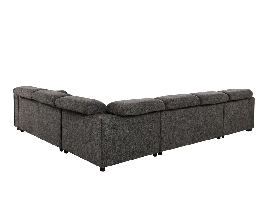 Vue arrière du sofa-lit sectionnel FELIX gris foncé