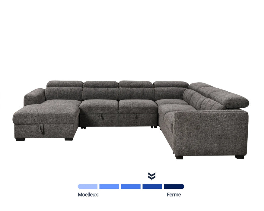 Sofa-lit sectionnel FELIX gris foncé, vue de face