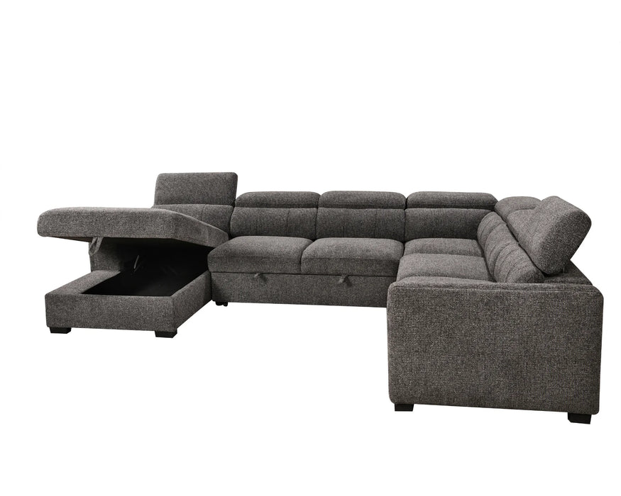 Sectionnel FELIX avec rangement ouvert, gris foncé, vue de face