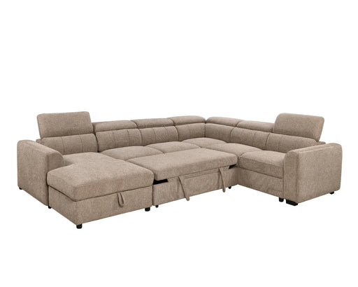 Sectionnel FELIX avec fonction lit ouverte, taupe, vue en angle